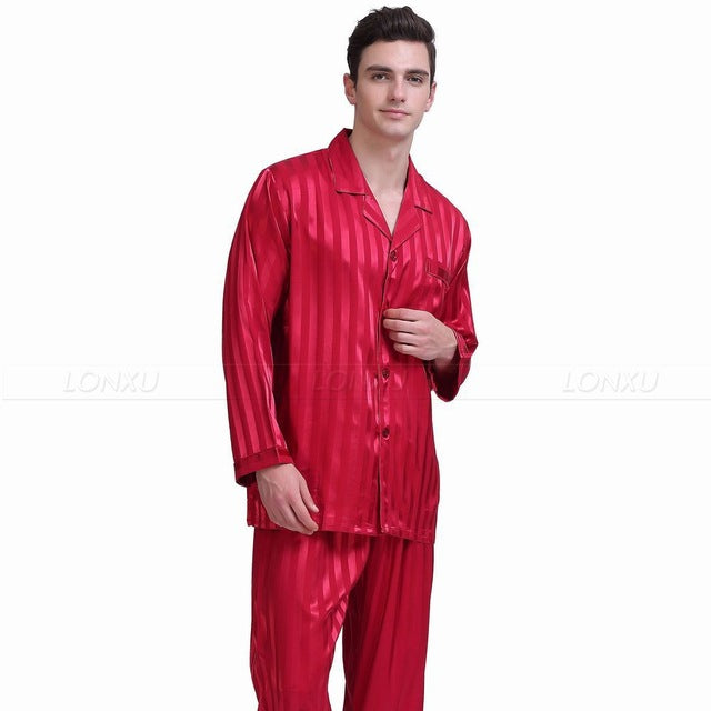 Mens Silk Satin Pajamas Set