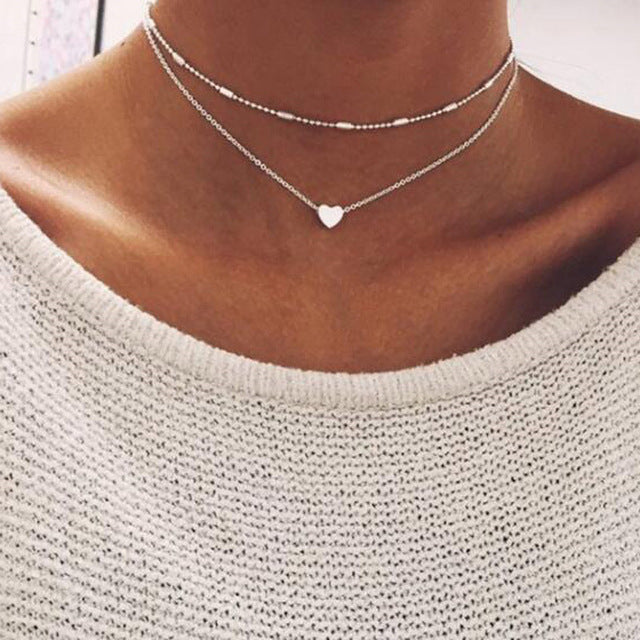 Crystal Heart Choker Necklace For Women