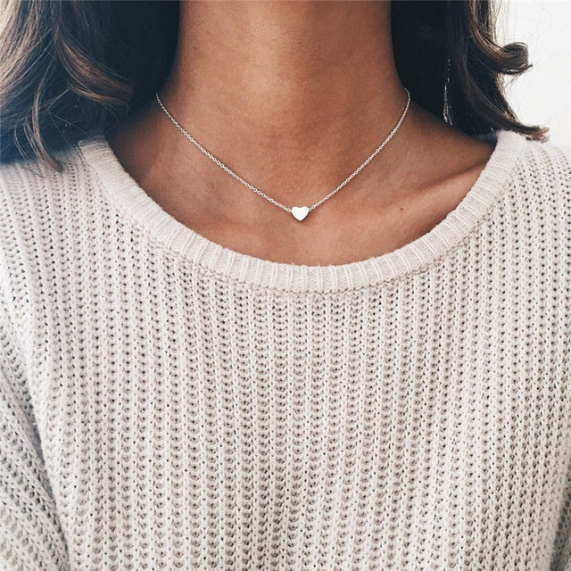 Crystal Heart Choker Necklace For Women