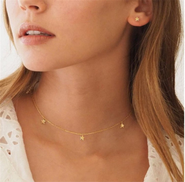 Crystal Heart Choker Necklace For Women