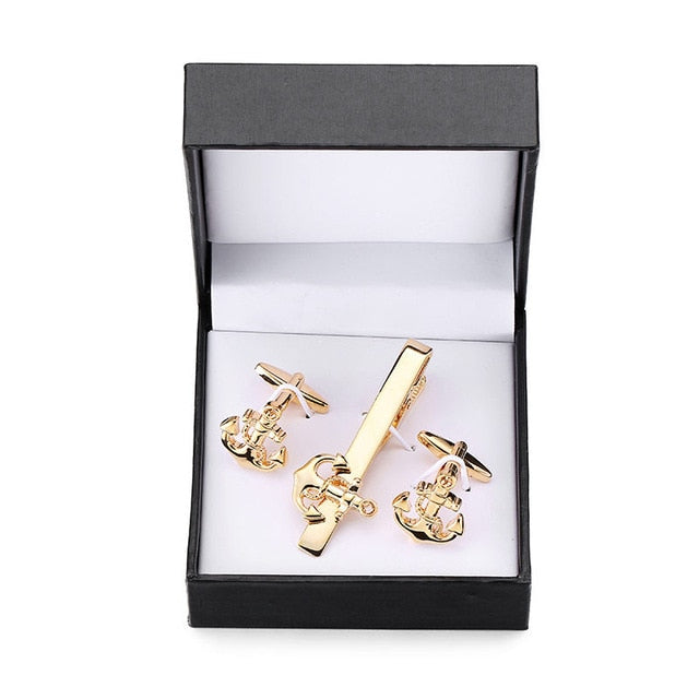 Sax Boat Anchor Luxurious Crystal Tie Clip - Shopeasywear