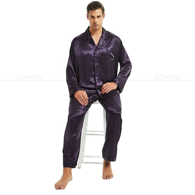 Men's Silk Satin Pajamas Set