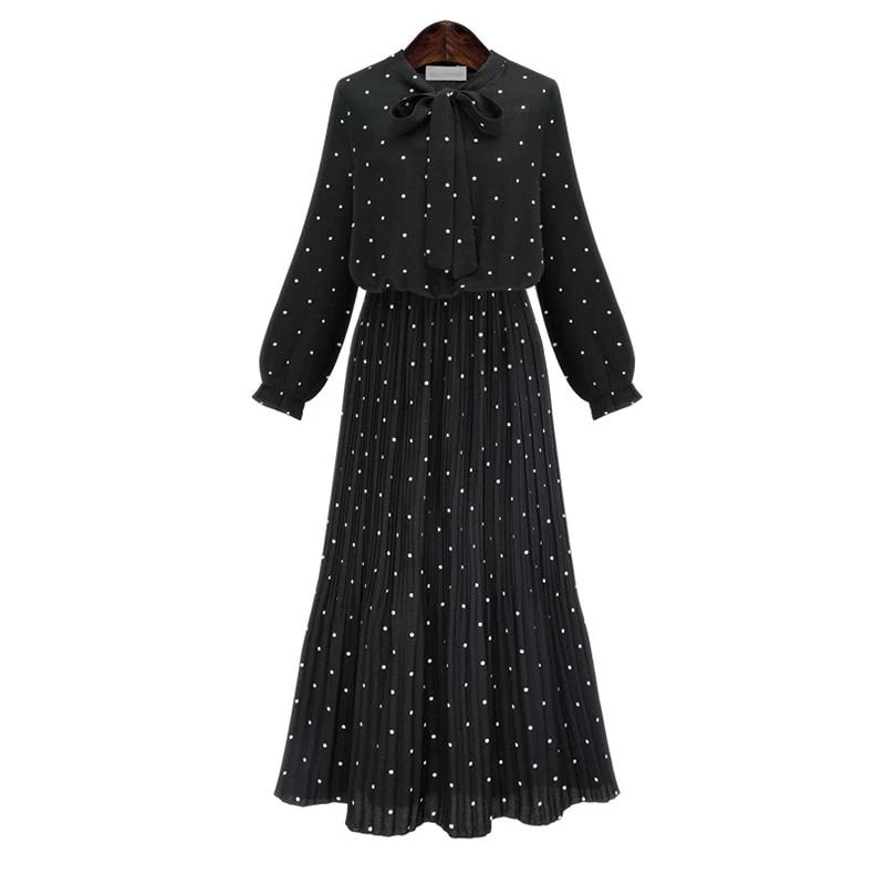 Black Chiffon Dot Loose Big Size Dress - Shopeasywear