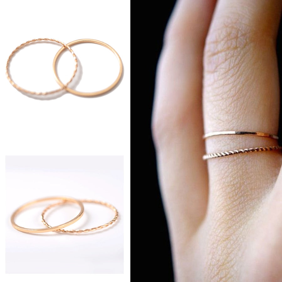 ZMZY Women's Ring Gold Color Twist Wedding Engagement Love Ring Jewelry Gift Stackable Rings Boho Fashion Minimalist Ring Finger - Shopeasywear