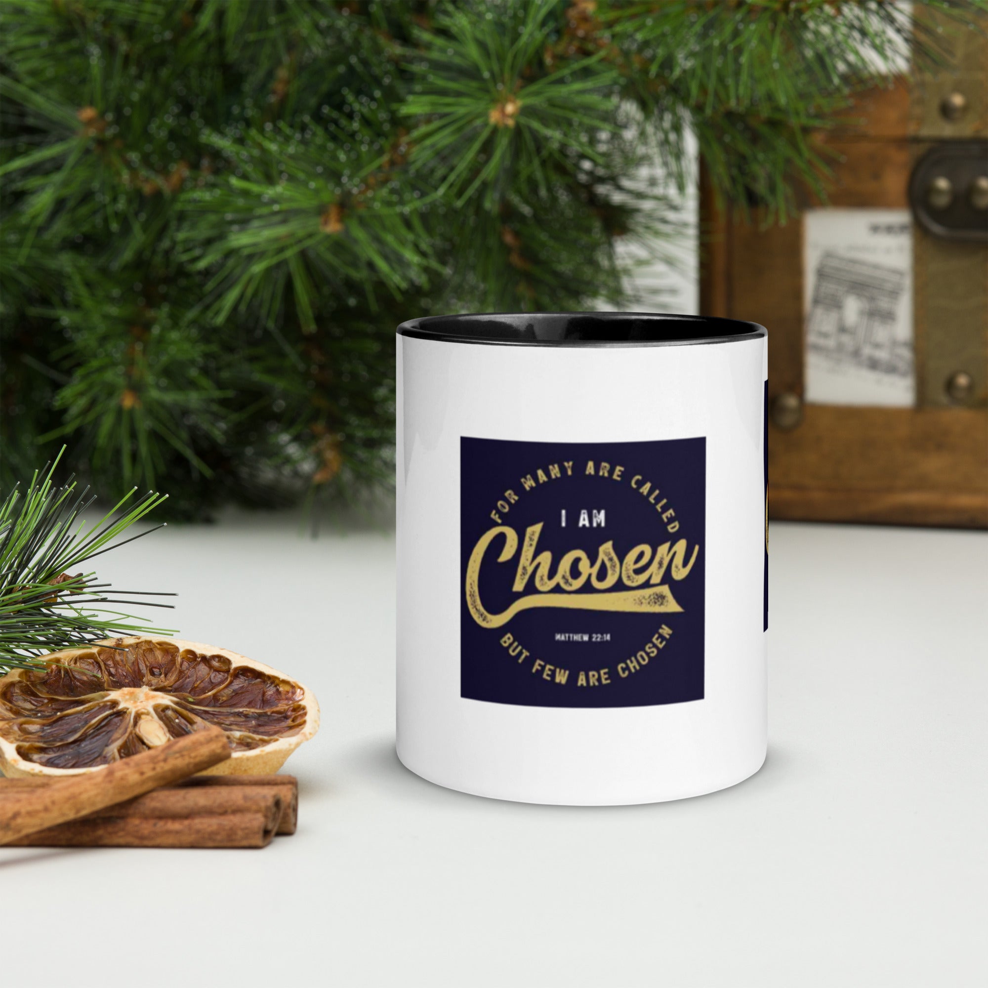 Custom Religious Coffee Mug with Color yellow gold Inside