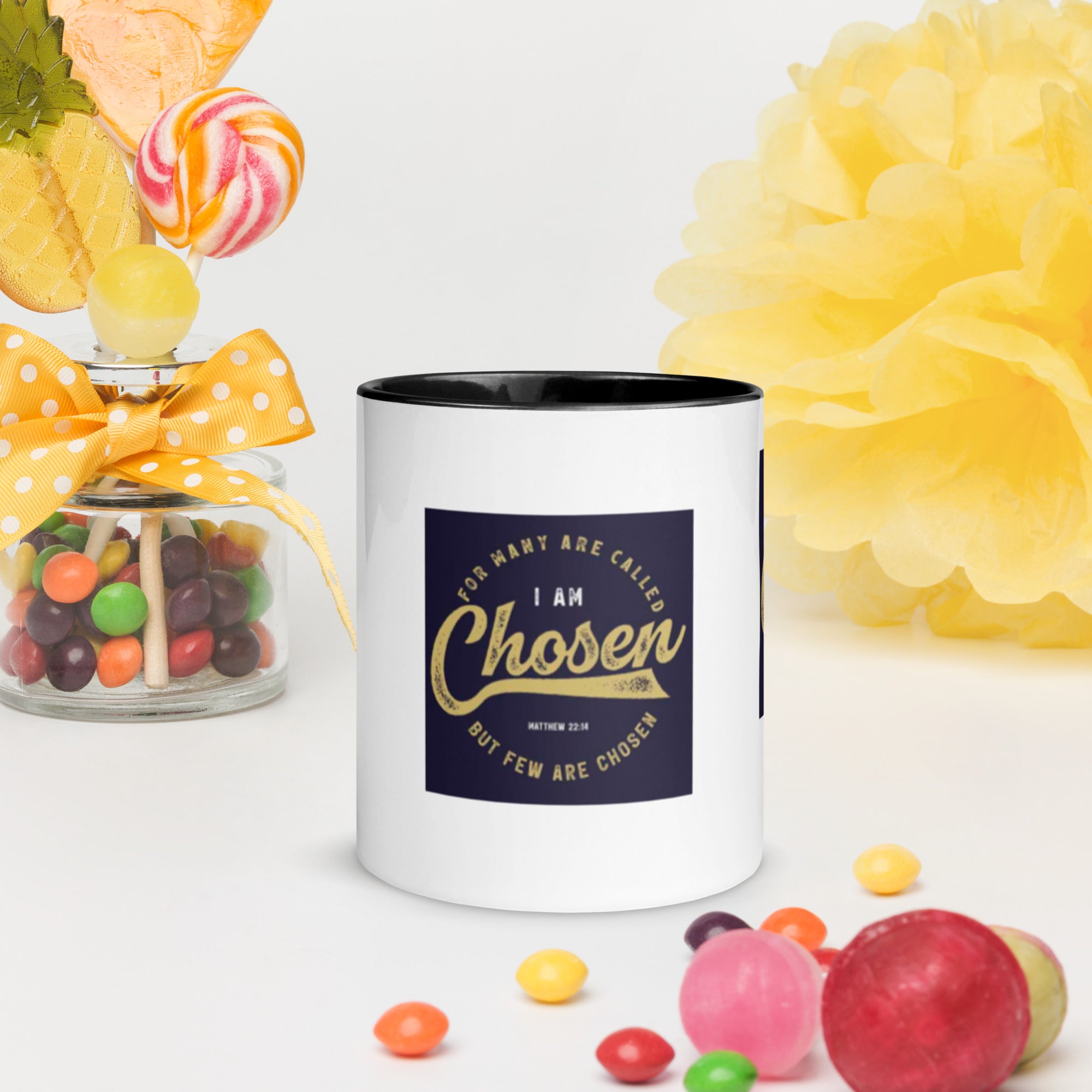 Custom Religious Coffee Mug with Color yellow gold Inside