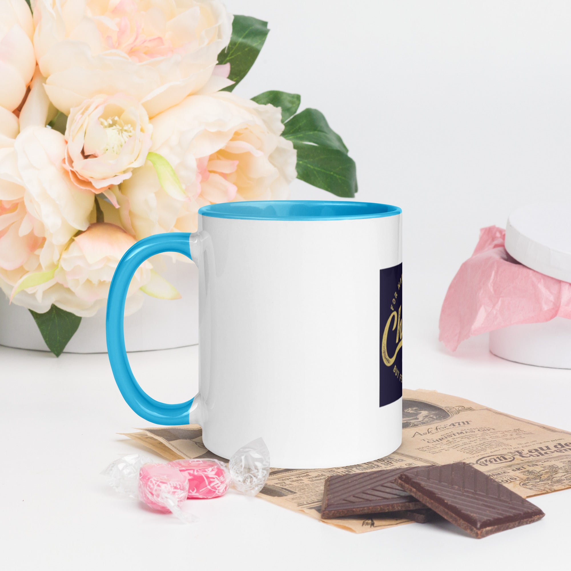 Custom Religious Coffee Mug with Color yellow gold Inside