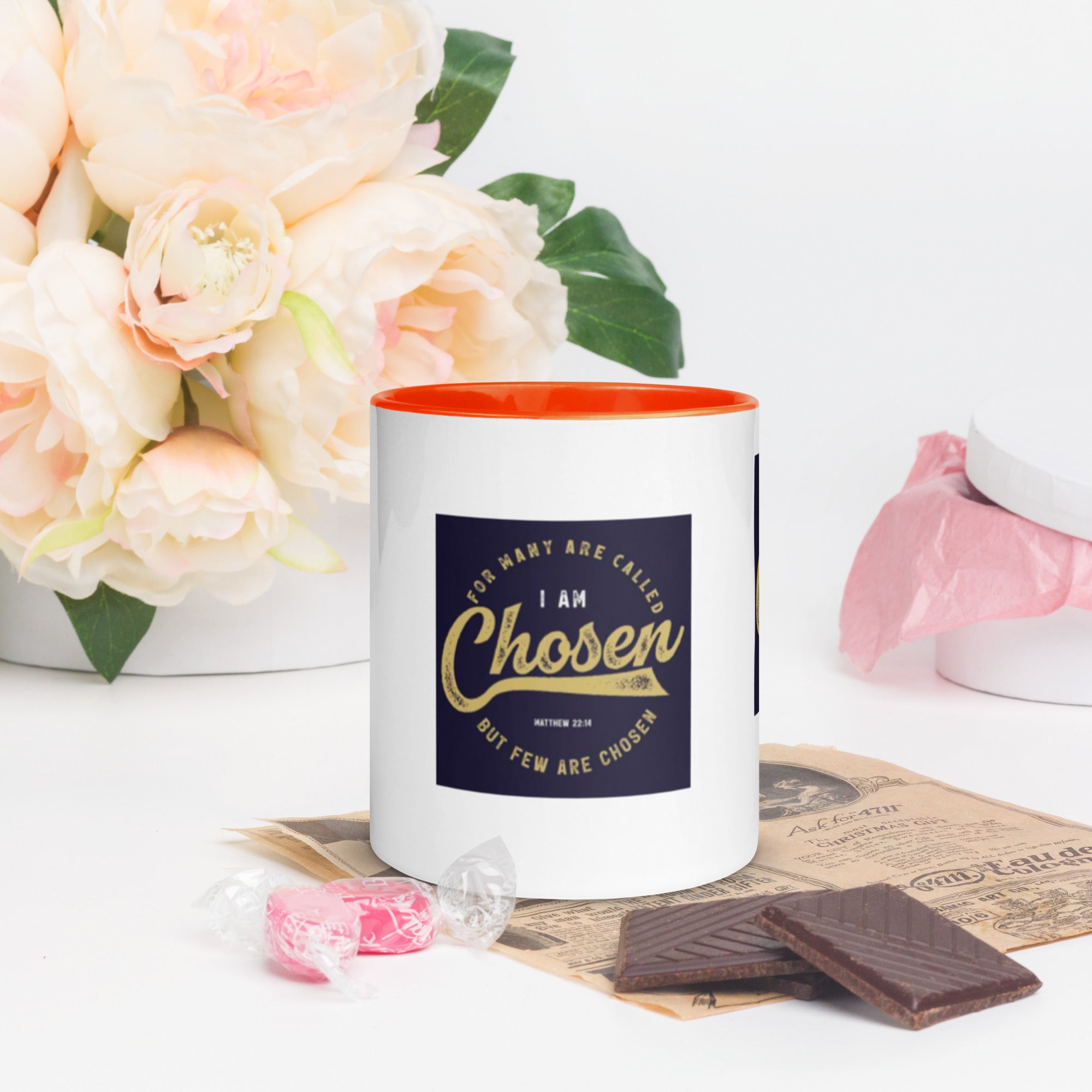 Custom Religious Coffee Mug with Color yellow gold Inside