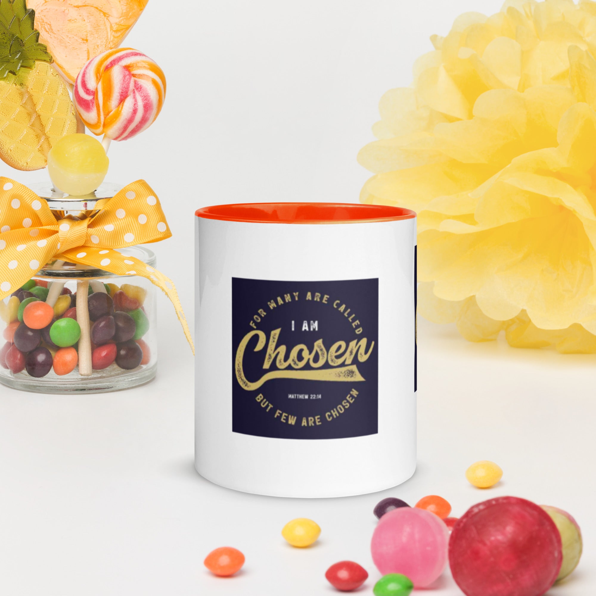 Custom Religious Coffee Mug with Color yellow gold Inside