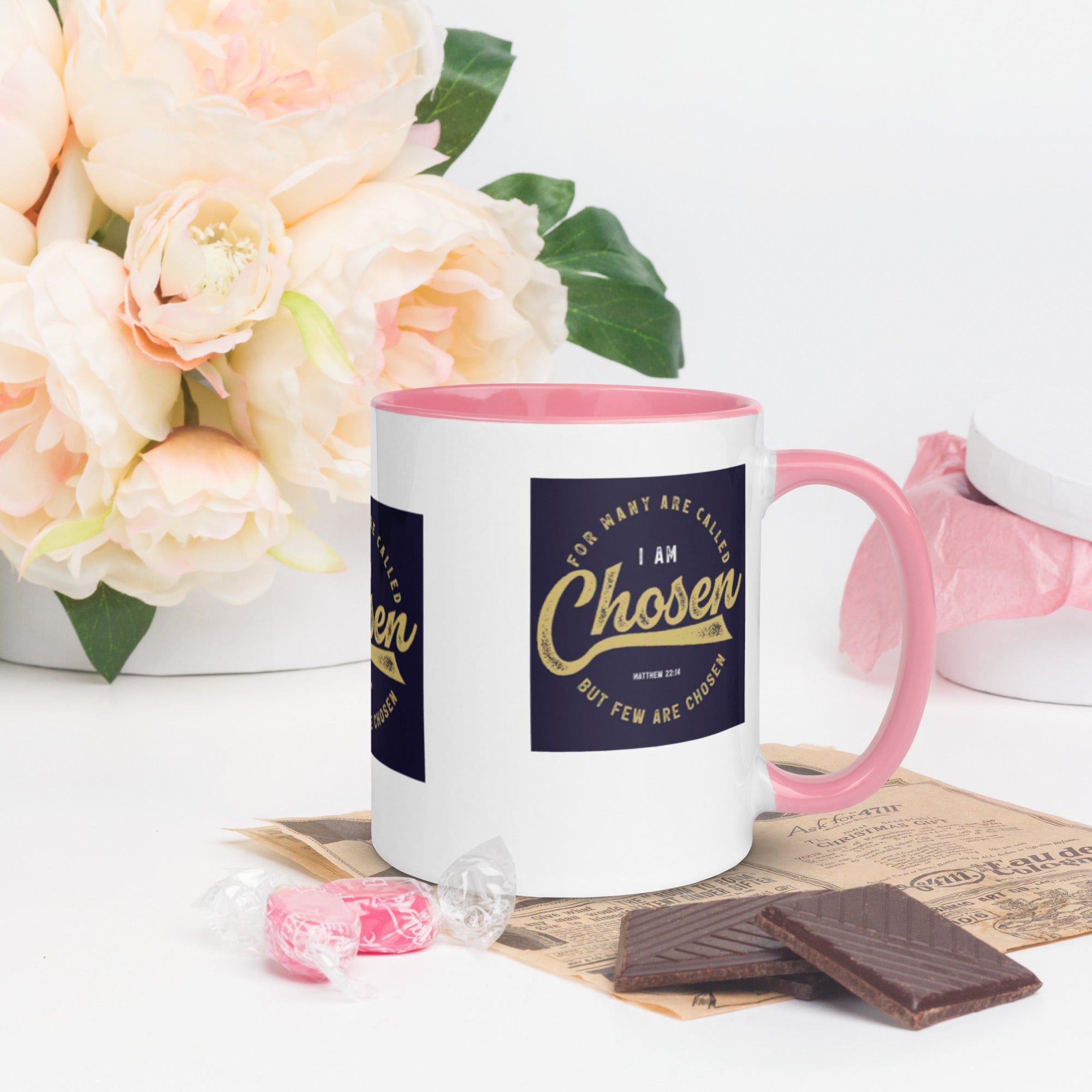 Custom Religious Coffee Mug with Color yellow gold Inside