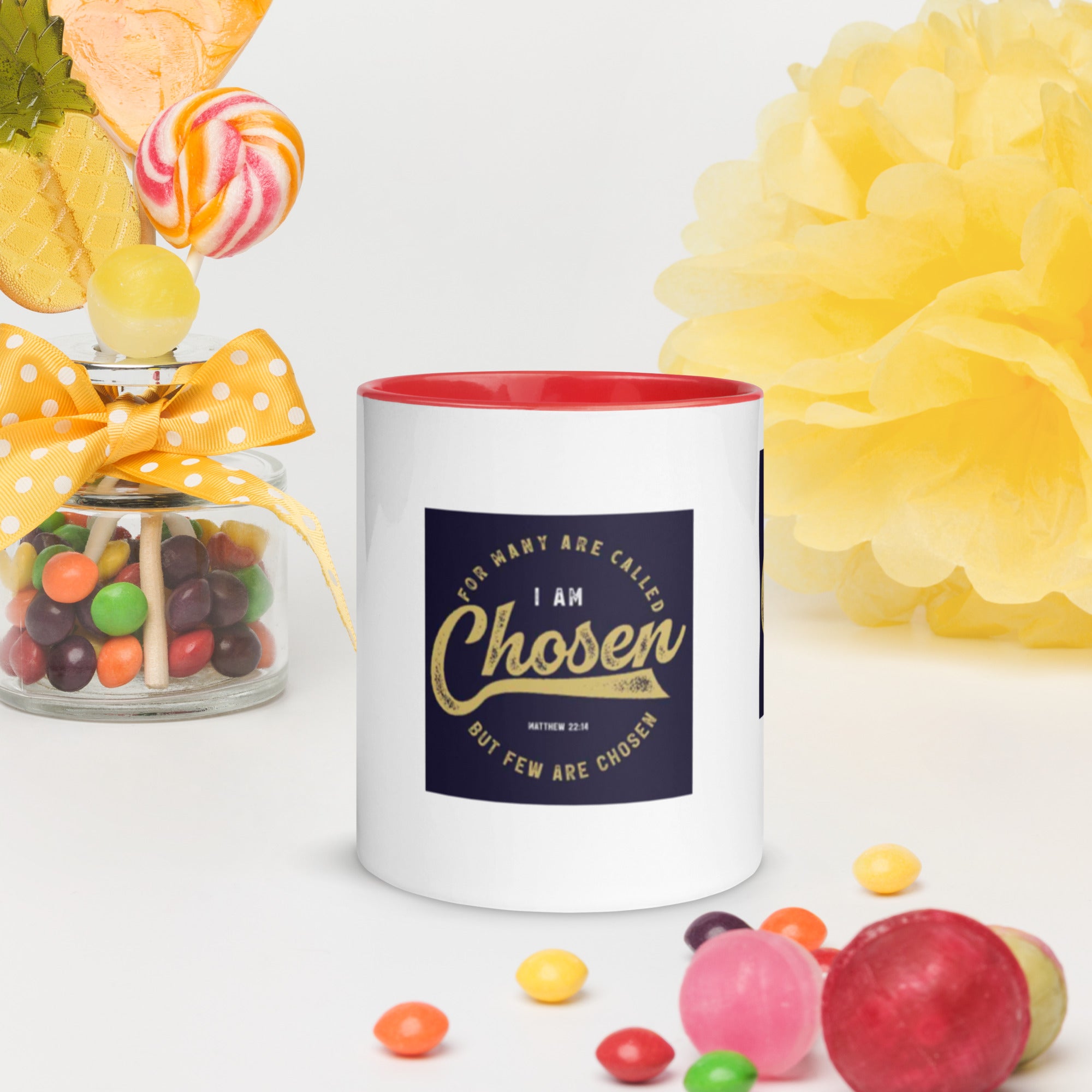 Custom Religious Coffee Mug with Color yellow gold Inside