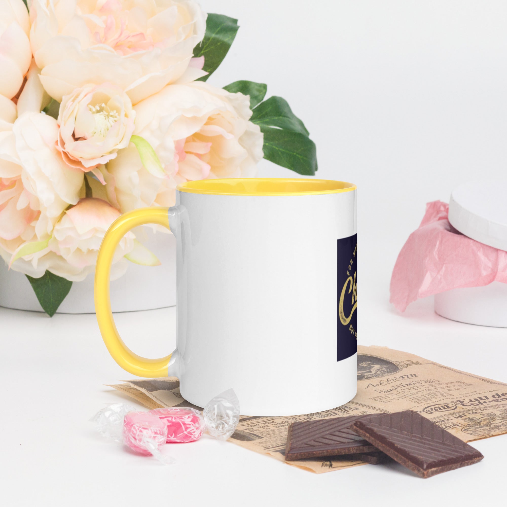 Custom Religious Coffee Mug with Color yellow gold Inside