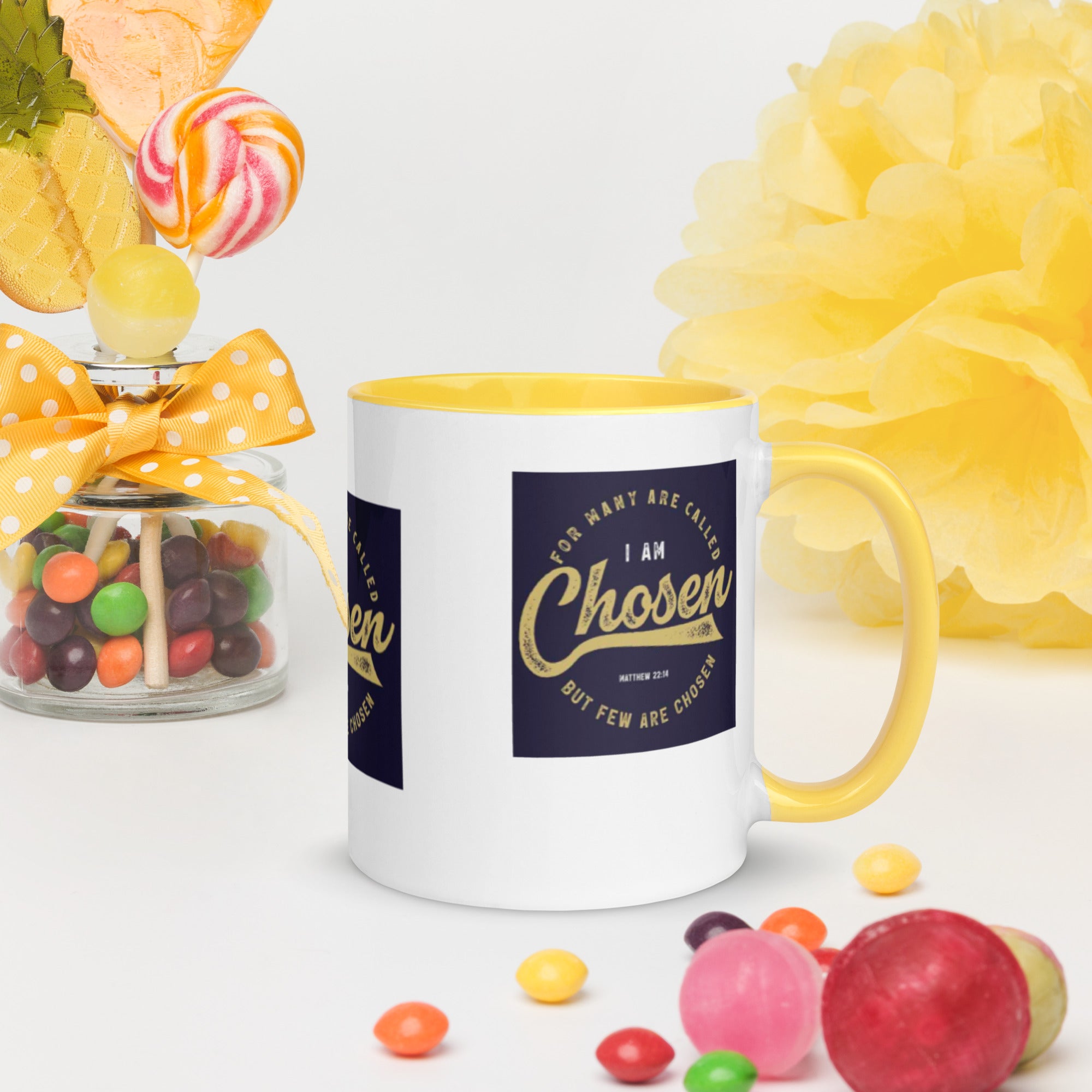 Custom Religious Coffee Mug with Color yellow gold Inside