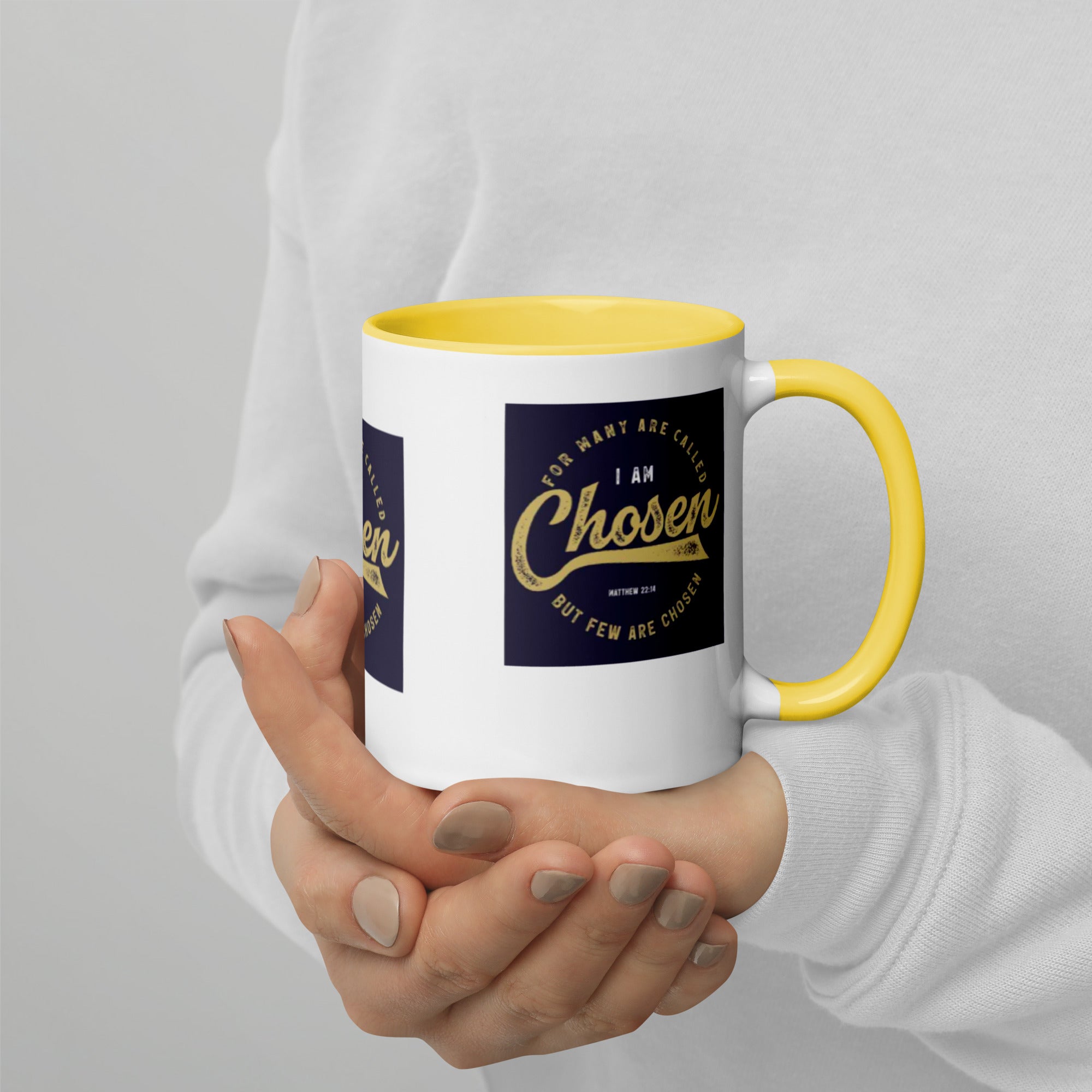Custom Religious Coffee Mug with Color yellow gold Inside