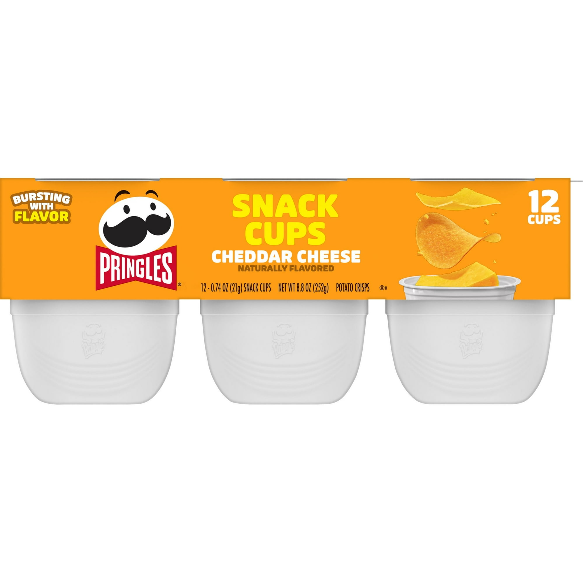 Pringles Cheddar Cheese Potato Crisps Chips, Lunch Snacks, 12 Count