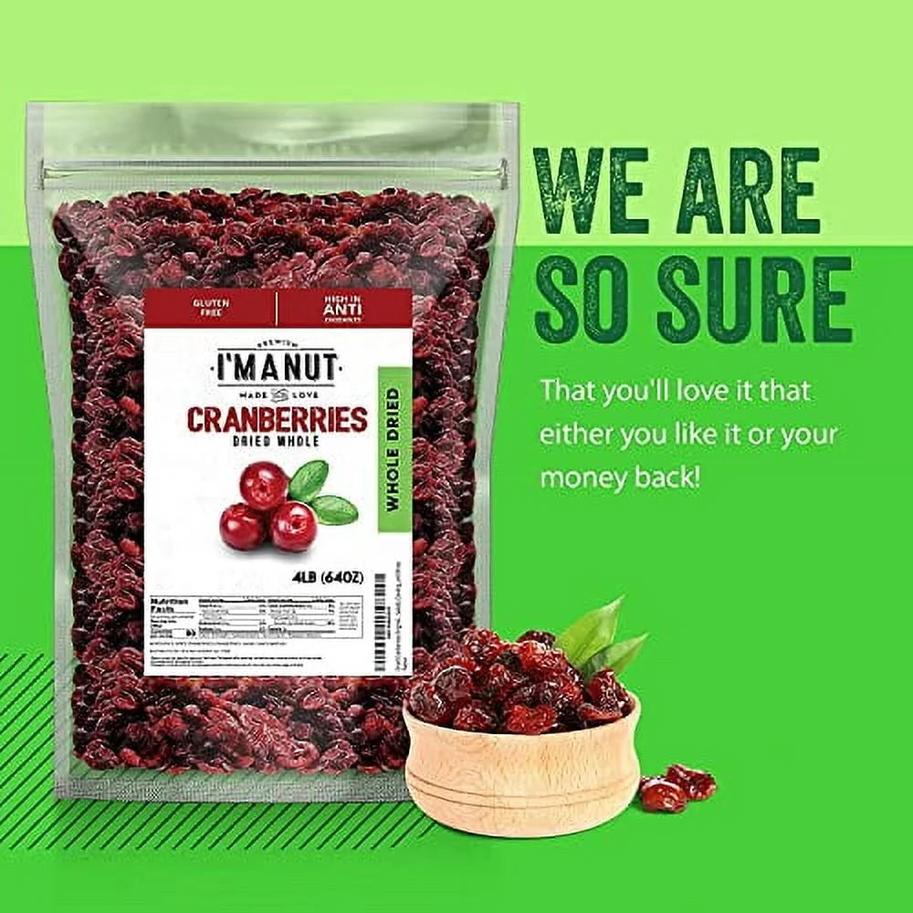 Dried Cranberries-High in Antioxidant-Kosher- 16 oz Batch Tested Gluten and Peanut Free - I'M A NUT