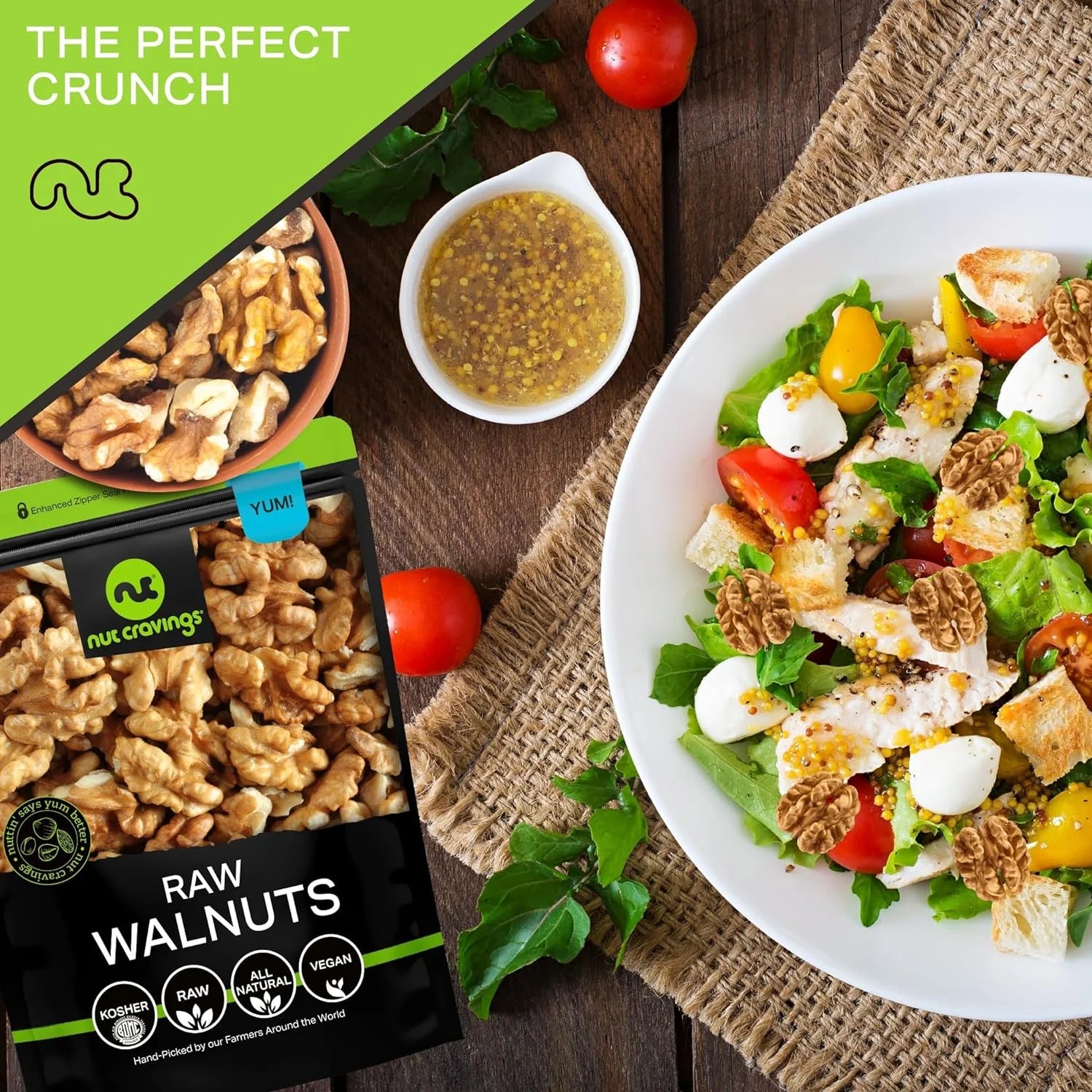 Nut Cravings Raw Walnuts Halves & Pieces, Unsalted, Shelled (6oz)