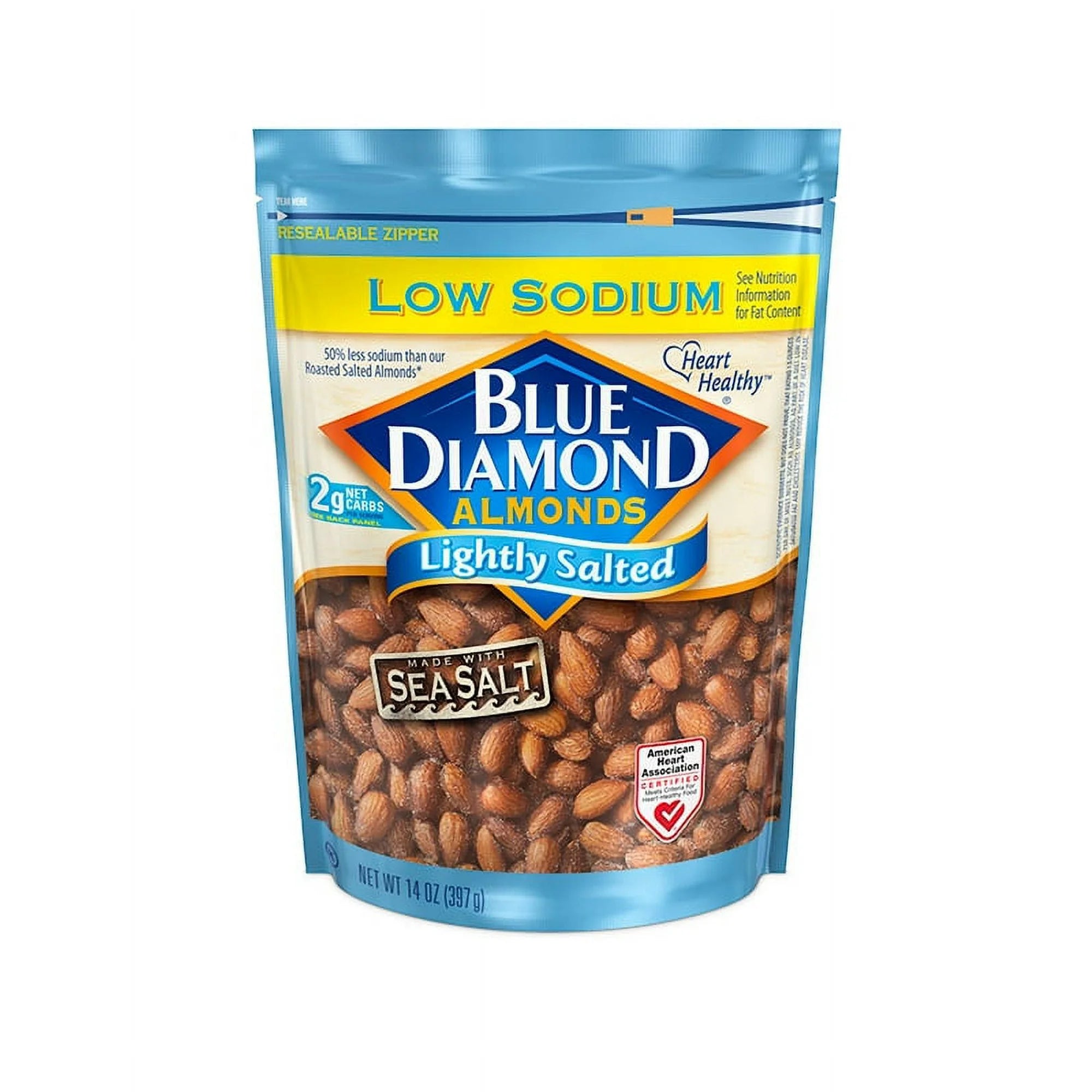 Blue Diamond Almonds, Lightly Salted Low Sodium Snack Nuts For Gluten Free Snacking, 14 oz.