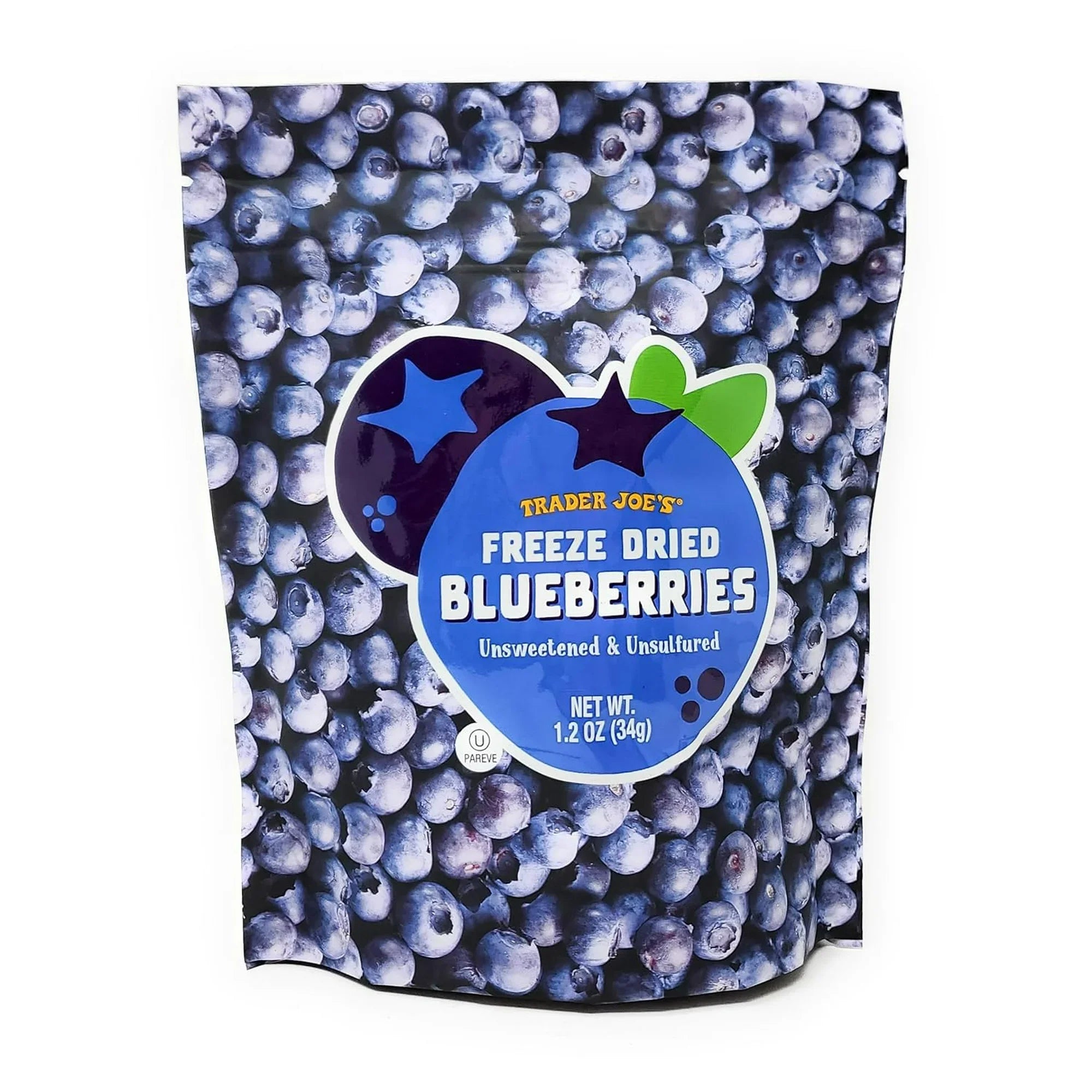 (2 packs) Trader Joe's Freeze Dried Blueberries Unsweetened Unsulfured Blueberry (2x1.2oz)