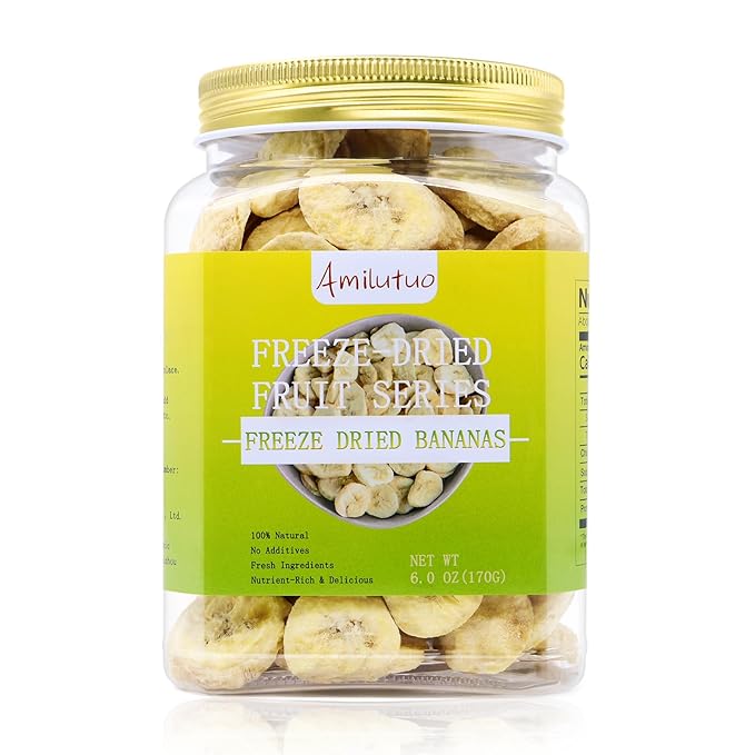 Freeze Dried Bananas, 6OZ/170G Freeze Dried Fruit, Drie-d Banana Chips Natural, No Add Sugar, Fruit Snacks for Traveling, Hiking, Cycling, Camping