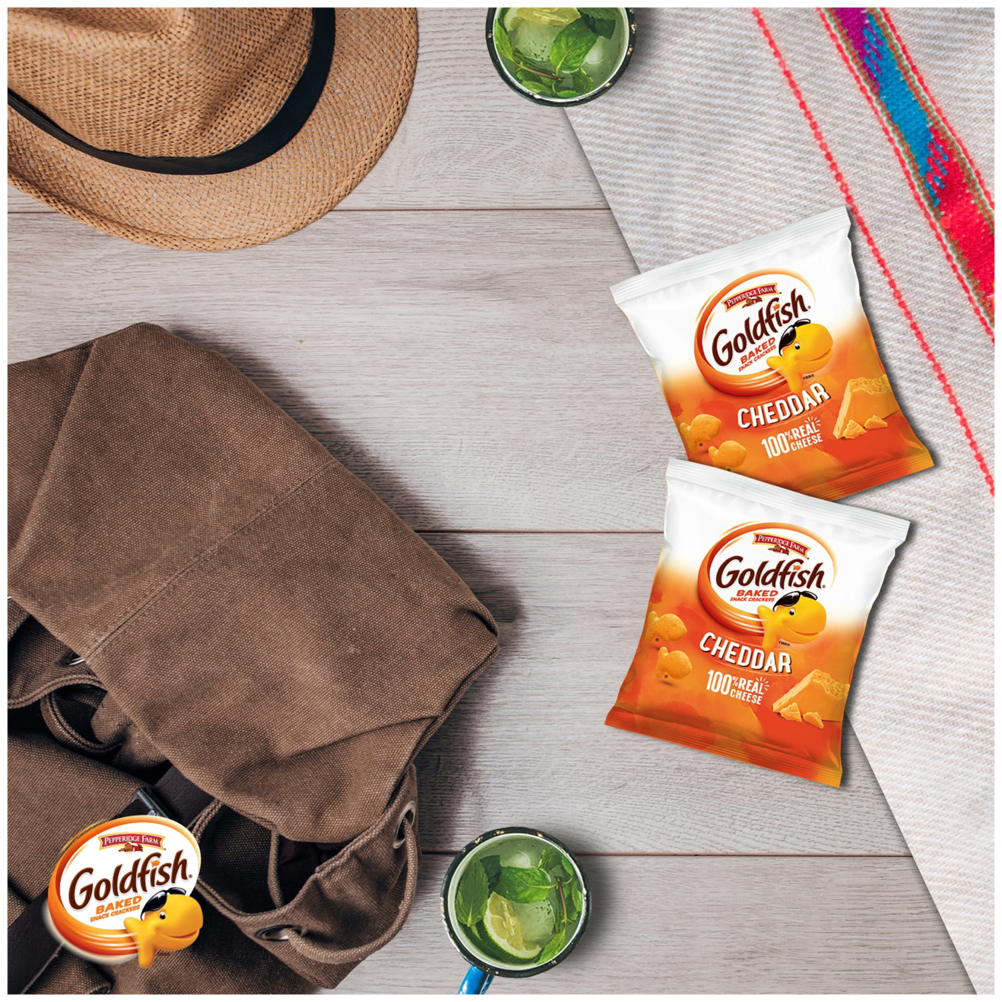 Goldfish Cheddar Cheese Crackers, Baked Snack Crackers, 1 oz on-The-Go Snack Packs