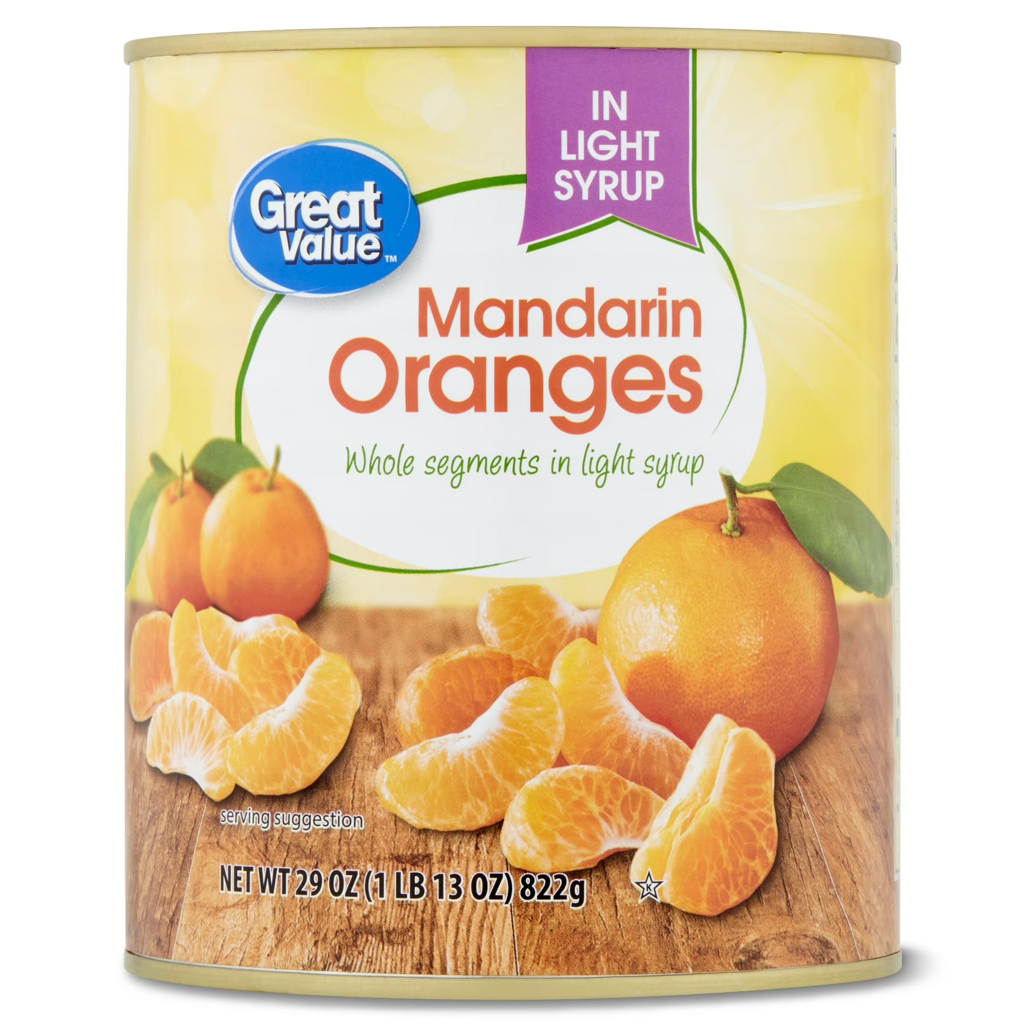 Great Value Mandarin Oranges in Light Syrup, 29 oz