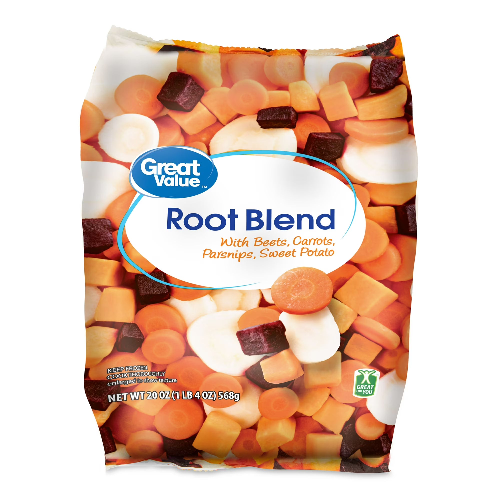 Great Value Frozen Root Blend With Beets, Carrots, Parsnips, and Sweet Potatoes, 20 oz (Frozen Bag)