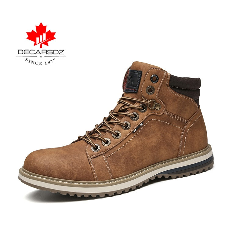 DECARSDZ Men Boots Outdoor Comfy Men Boots Men Fashion High Quality Leather Classic Autumn Shoes Man Brand Durable Winter Boots