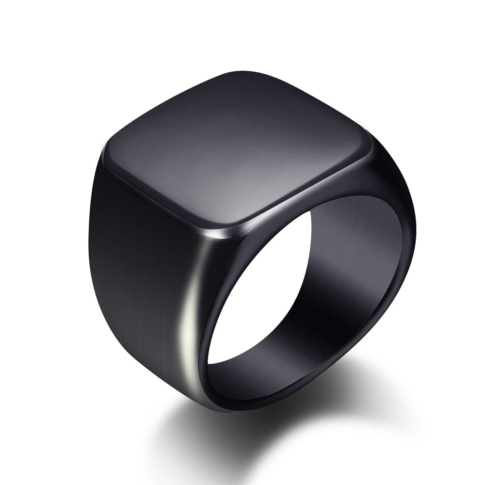 Milangirl Rings for Men Biker Style Width Signet Square Finger Rings f