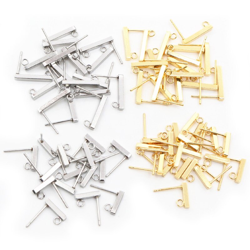 20pcs 10 15 20mm 316 Stainless Steel Earring Hooks Bar Tube Stud Earrings Ear Wires Connector DIY Jewelry Making Findings