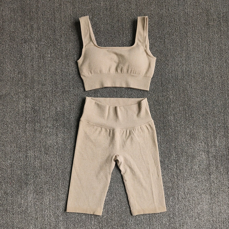 WAREBALL Seamless Women Yoga Set Sports Bra Sports Shorts Fitness Wear Outfit 2 Piece Gym Yoga Sets Workout Suits