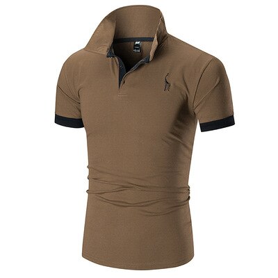 Summer thin short-sleeved men embroidered deer Polo shirt casual fashion stitching men T-shirt