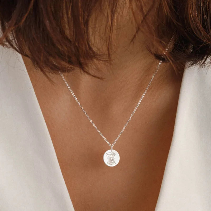 Mystic Vollmond Disk Necklace Jewelry Gift For Women 15mm, 18 inch