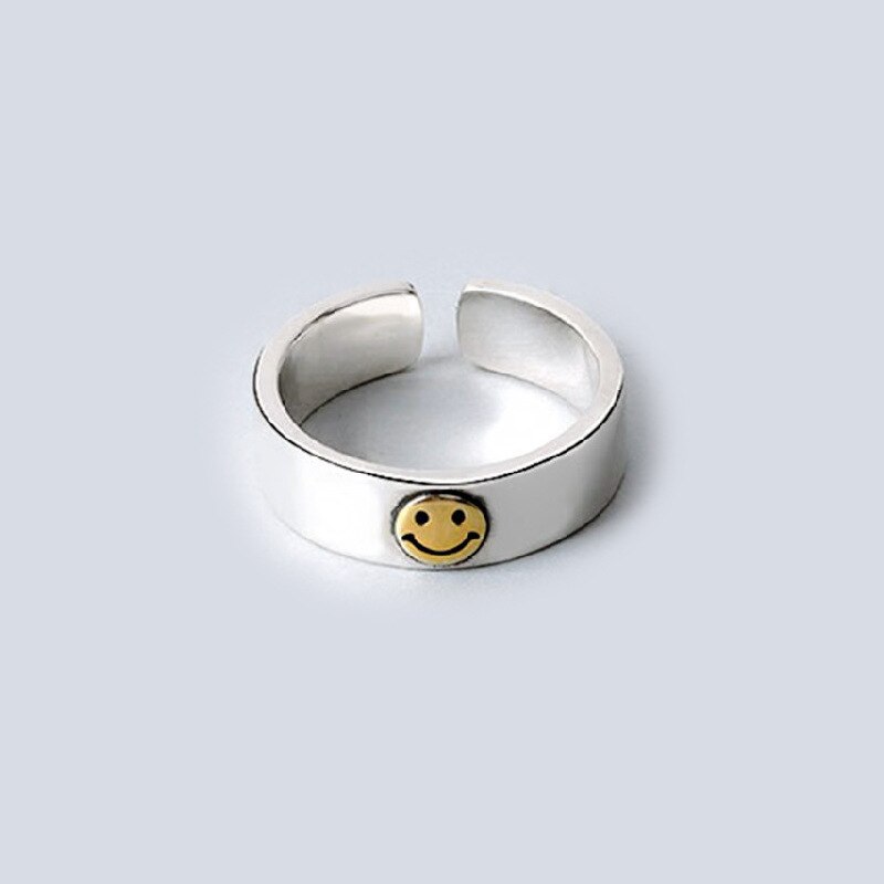 Hot Sell Multiple Happy Smiley Faces Open Rings For Women Cute Circle Hollow Smile Ring Party Girl Adjustable Punk Jewelry A908