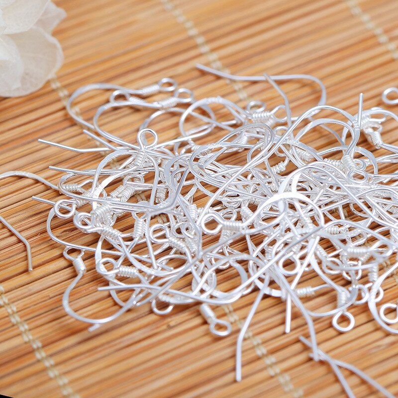 Mibrow 50pcs/lot S925 Sterling Silver Earring Hooks KC Gold Silver Ear Studs Ear Hooks Wire For Earrings Jewelry Making Findings