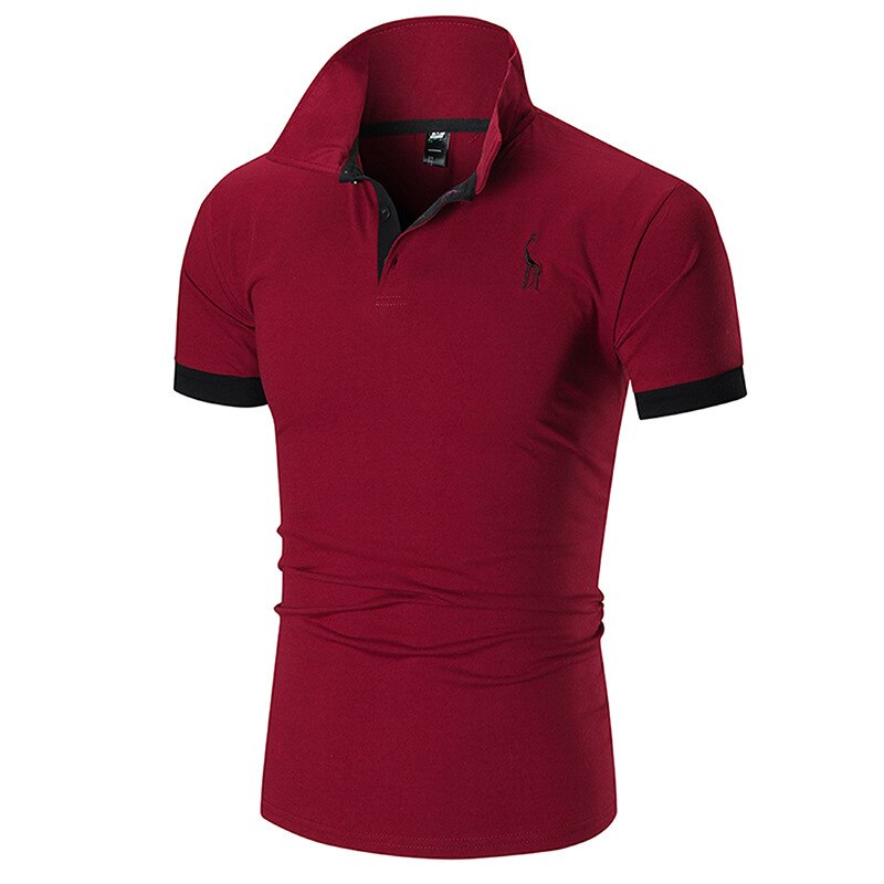 Summer thin short-sleeved men embroidered deer Polo shirt casual fashion stitching men T-shirt