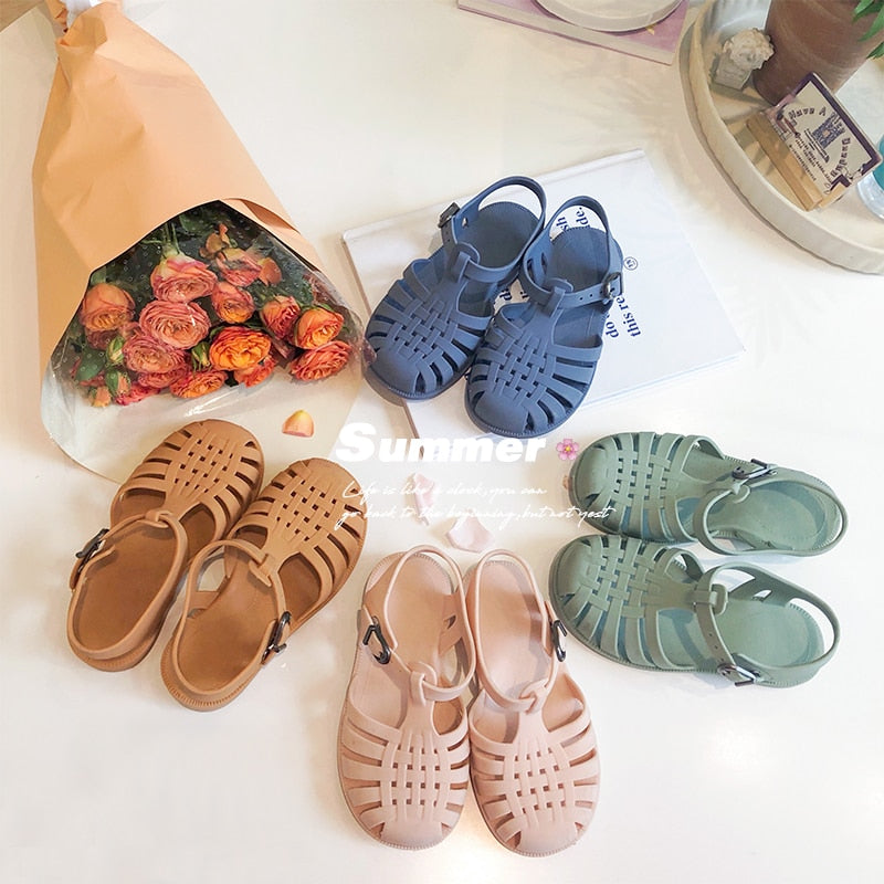 Baby Gladiator Sandals Casual Breathable Hollow Out Roman Shoes PVC Summer Kids Shoes 2022 Beach Children Sandals Girls