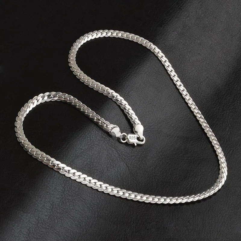 Necklace 5mm 50cm Men Jewelry Wholesale New Fashion 925 stamp silver color Big Long Wide Tendy Male Full Side Chain For Pendant