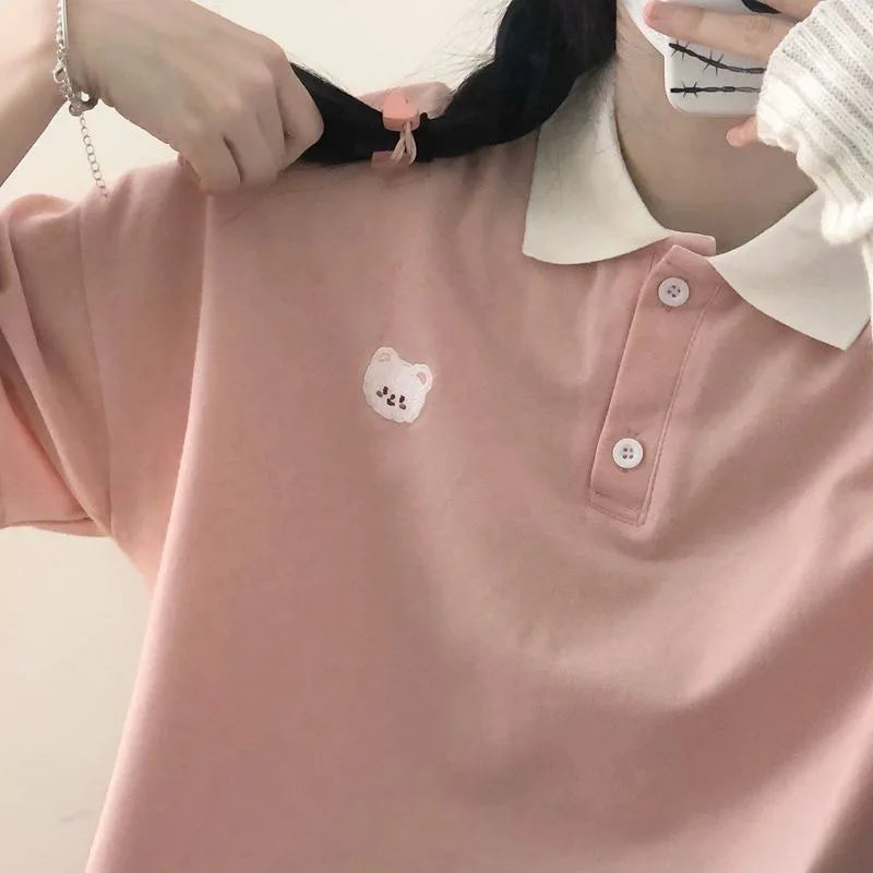 Women’s Cute Cotton Polo T-Shirt - Jeglowstore