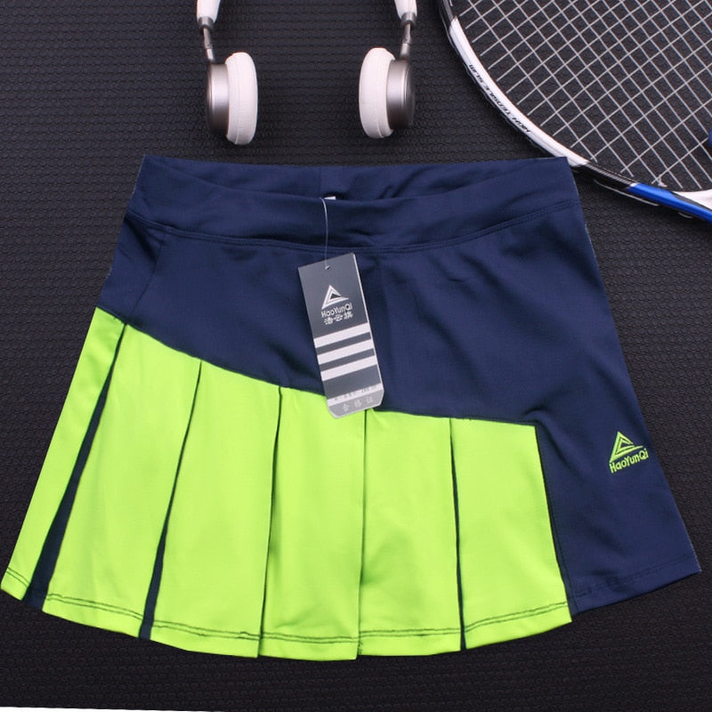 Girls Tennis Skorts with Built In Short , Top Quality Patchwork Thick Material Athletic Yoga Badminton Skirt Women Tennis Shorts