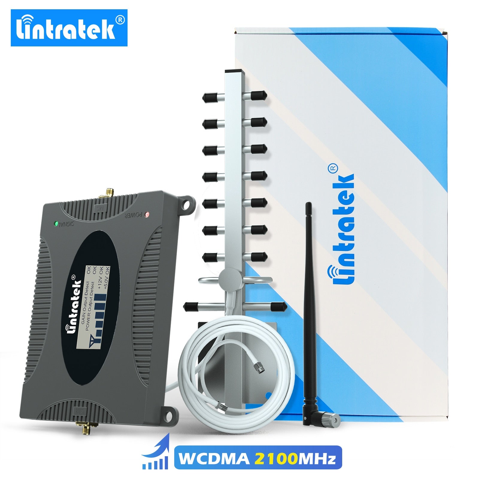 Lintratek 3G Mobile Cell Phones Signal Repeater Booster Amplifier UMTS 2100MHz (Band 1) Yagi Antenna Set for 3G Voice and Data -