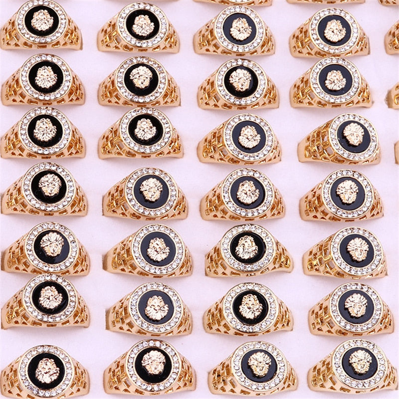 NurmWung Korean Creative Medusa Ring for Men Inlaid With Zircon Fashion Domineering Rings Female Punk Style Jewelry Gifts