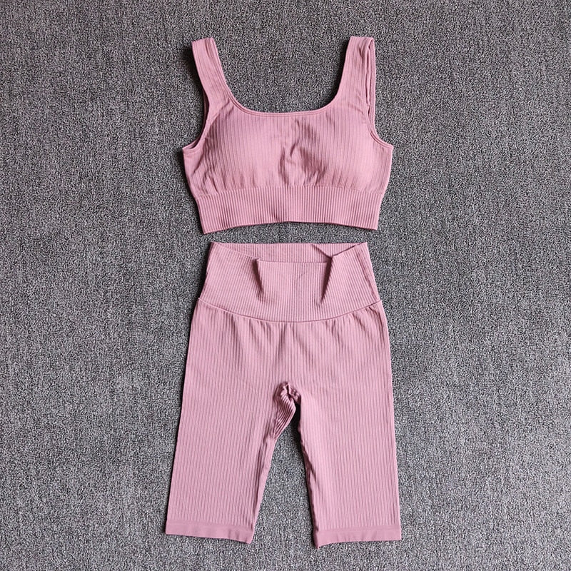 WAREBALL Seamless Women Yoga Set Sports Bra Sports Shorts Fitness Wear Outfit 2 Piece Gym Yoga Sets Workout Suits