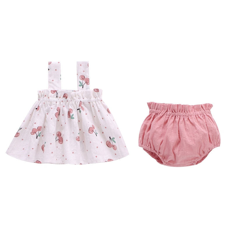 Lawadka Summer Thin Newborn Baby Clothes For Girls Set Print Mini Dress And PP Shorts 2Pcs Set Infant Baby Clothing Outfit 2023