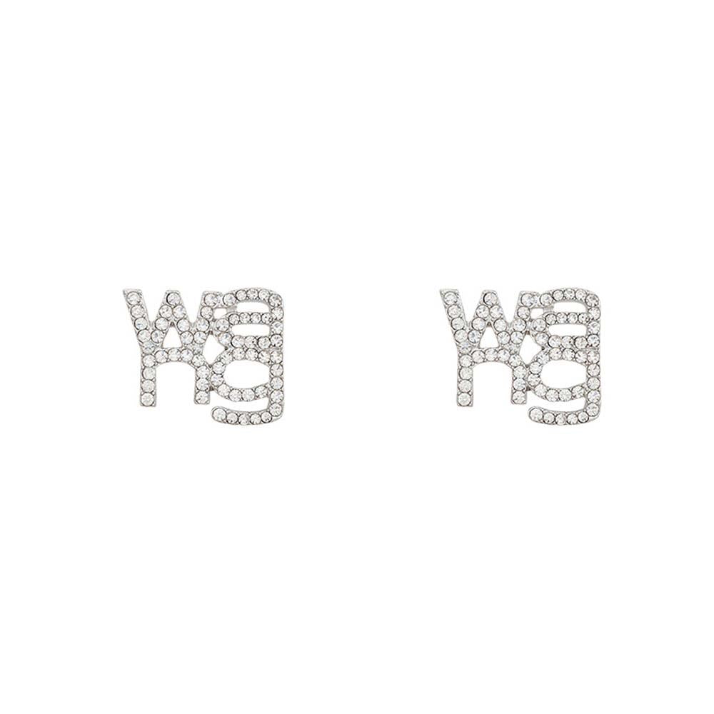 Punk Style Women Stud Earrings Exaggerated Fashion Crystal Lucky Wang Letter Earrings Temperament Ear Accessories