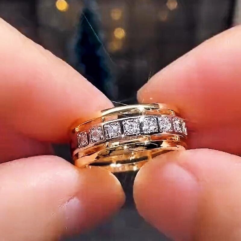 CAOSHI Trendy Female Wedding Bands with Two Tone Design Fashionable Design Engagement Ceremony Accessories Promise Jewelry Gift