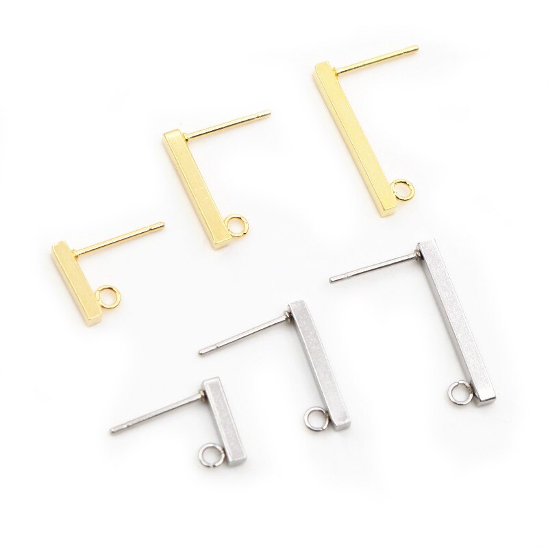 20pcs 10 15 20mm 316 Stainless Steel Earring Hooks Bar Tube Stud Earrings Ear Wires Connector DIY Jewelry Making Findings