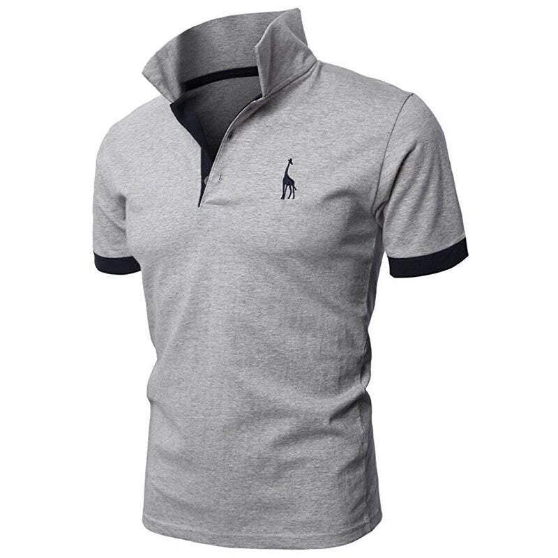 Summer thin short-sleeved men embroidered deer Polo shirt casual fashion stitching men T-shirt