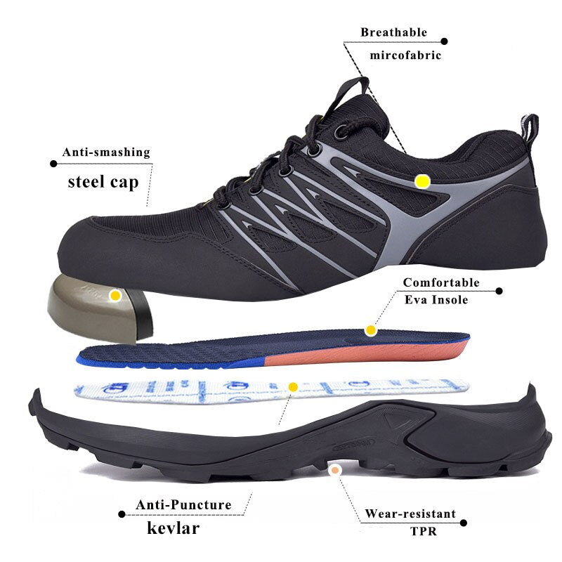 SUADEX 2022 New Men's Work Shoes Safety Shoes Boot Steel Toe Cap Anti-Smashing Anti-Piercing Outdoor Sporty Protective Sneakers
