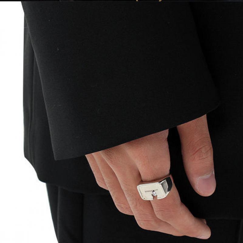 Unique Design Notch Set Crushed Zircon Rings for Men Creative Fashion Rings Jewelry Gifts